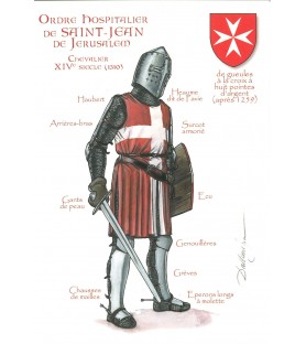 Carte postale Ordre Hospitalier de Saint Jean de Jérusalem, Chevalier du XIVème siècle
