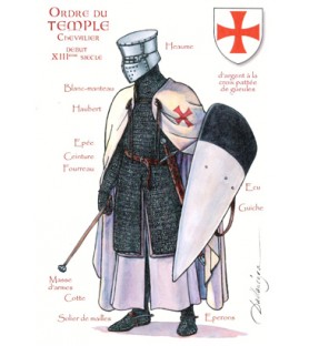 Carte postale Ordre du Temple, Chevalier début XIIIème siècle