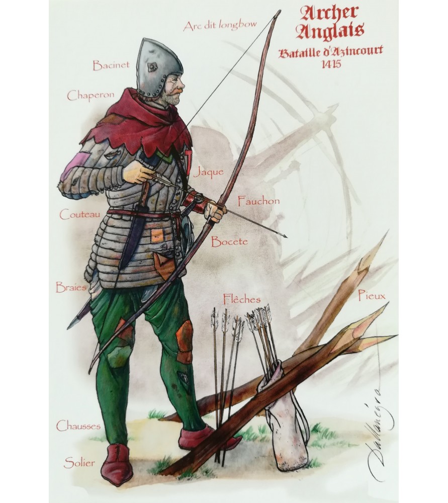 Carte postale archer anglais, 1415