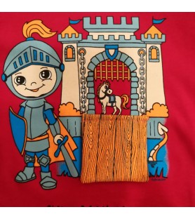 T-shirt rouge chevalier au pont-levis
