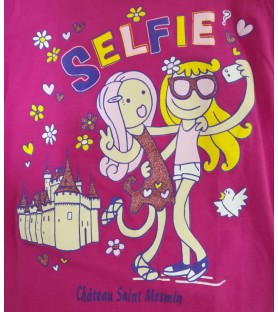 T-shirt enfant rose selfie