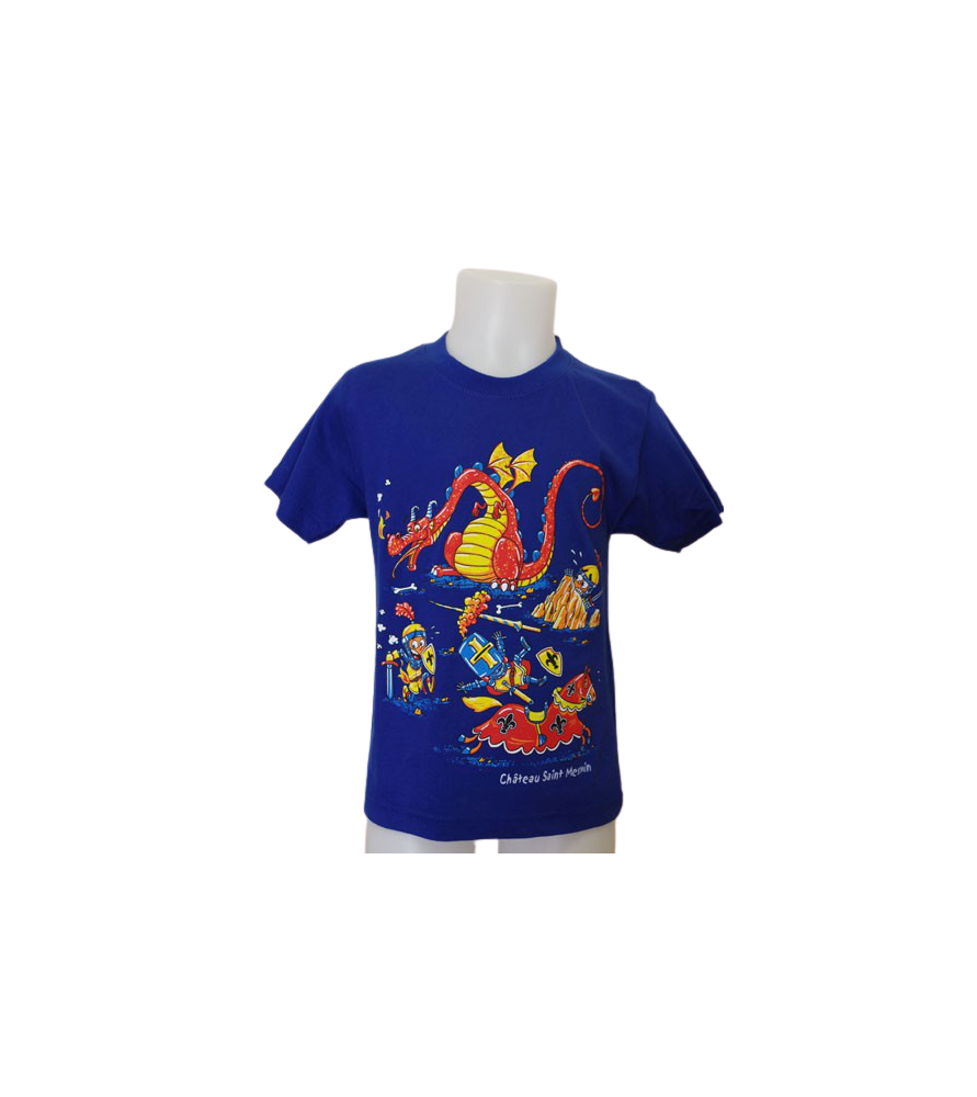 T-shirt bleu enfant avec dragon