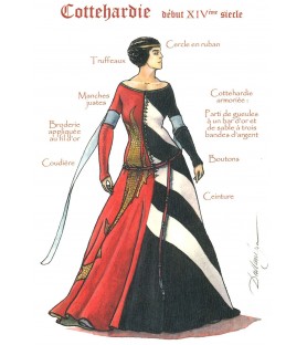Carte postale Femme à la Cotte-hardie début XIVe siècle