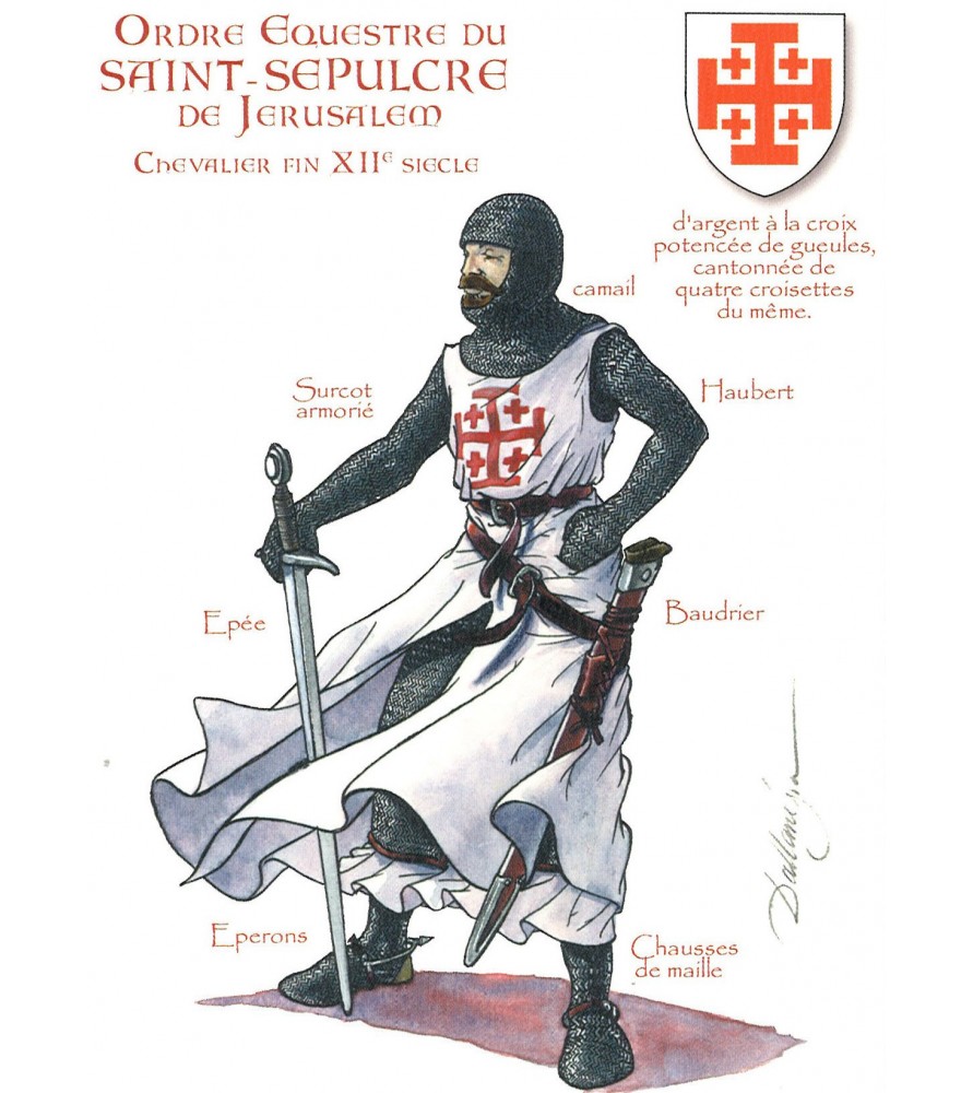 Carte postale Chevalier du Saint-Sépulcre, fin XIIe siècle
