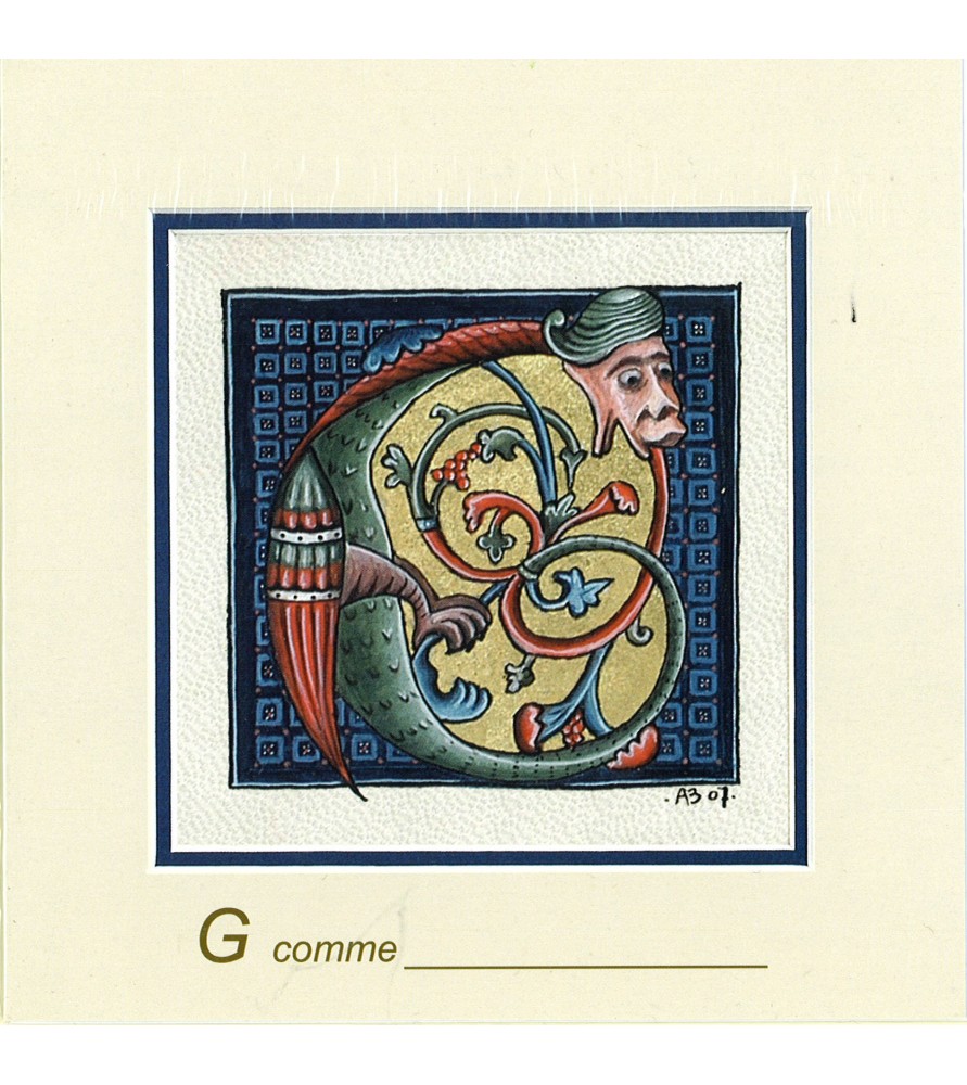 Carte postale Art Roman lettre G