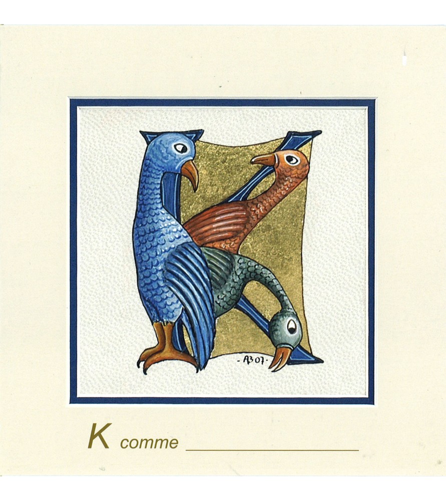 Carte postale Art Roman lettre K