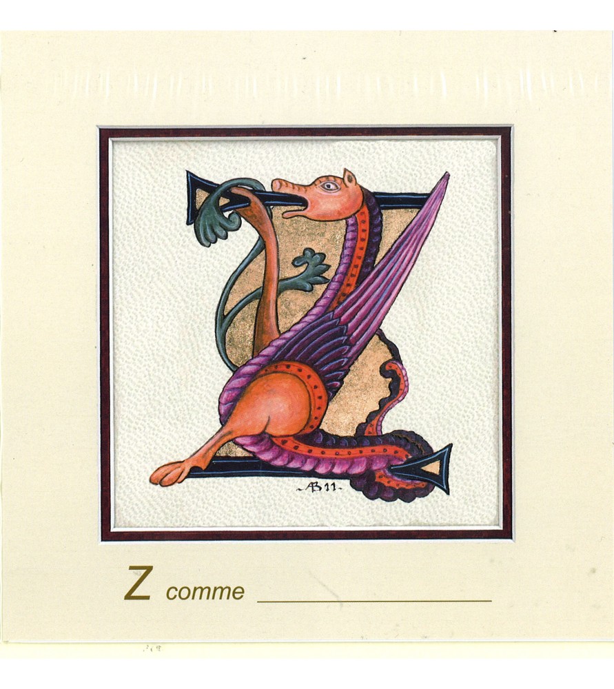 Carte postale Art Roman lettre Z