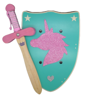 Bouclier licorne + épée princesse rose
