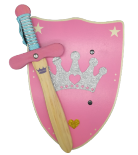 Bouclier couronne + épée princesse rose