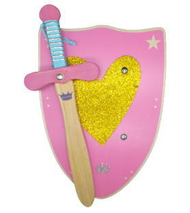 Bouclier coeur + épée princesse rose