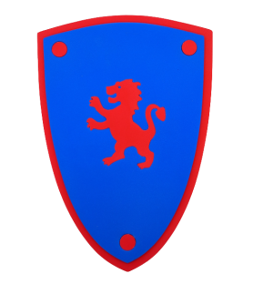 Bouclier médiéval bleu au lion rouge